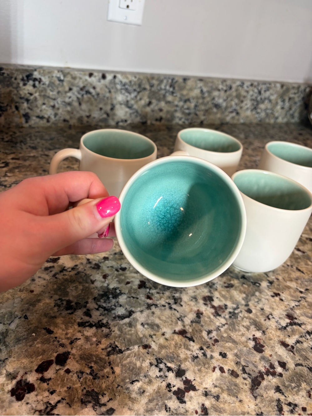 Jars Céramistes Handcrafted artisan stoneware Cantine Mug crackled teal interior